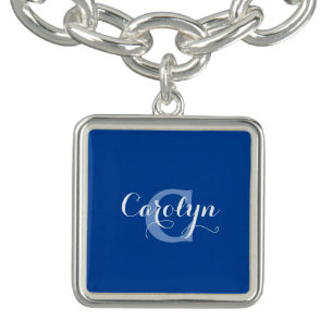 Monogram blue bracelet charm