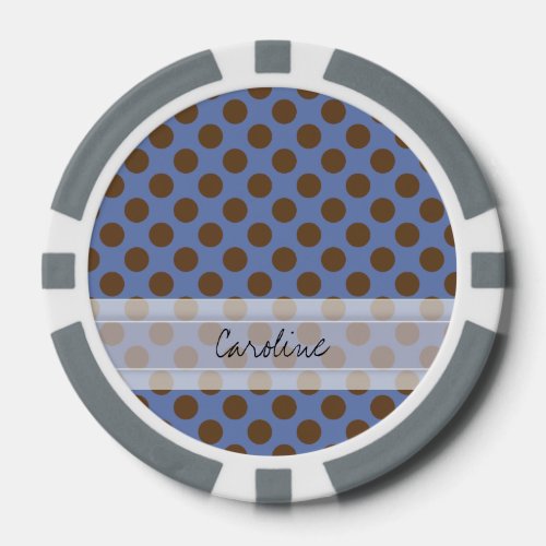 Monogram Blue Brown Cute Chic Polka Dot Pattern Poker Chips