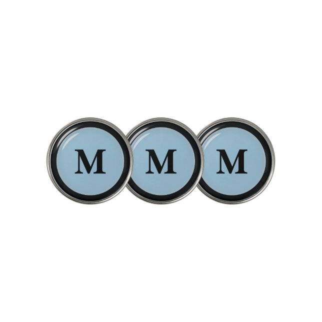 Monogram Blue Button with Black Edge Golf Ball Marker (3 Up)
