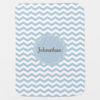 Monogram Blue Chevron Zigzag Custom Baby Blanket