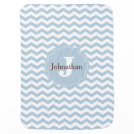 Monogram Blue Chevron Zigzag Custom Baby Blanket Monogram Blue Chevron Zigzag Custom Baby Blanket