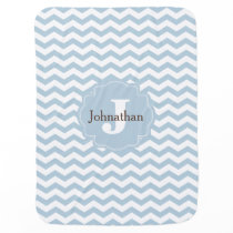 Monogram Blue Chevron Zigzag Custom Baby Blanket Monogram Blue Chevron Zigzag Custom Baby Blanket
