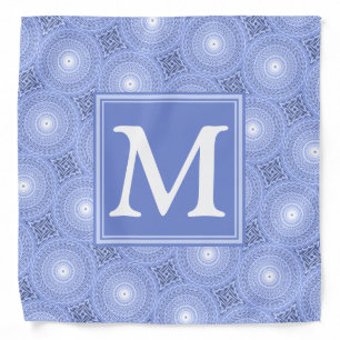 Monogram blue circles pattern bandana