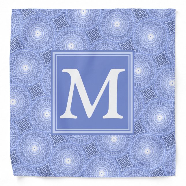 Monogram blue circles pattern bandana (Front)