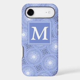 Monogram blue circles pattern iPhone 17 air case