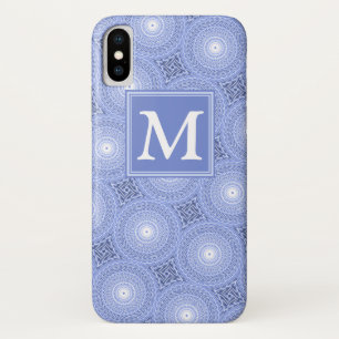 Monogram blue circles pattern iPhone x case