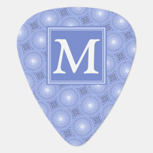 Monogram blue circles pattern guitar pick