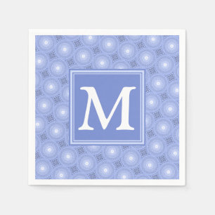 Monogram blue circles pattern napkins