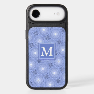 Monogram blue circles pattern OtterBox iPhone case