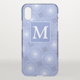 Monogram blue circles pattern iPhone x case