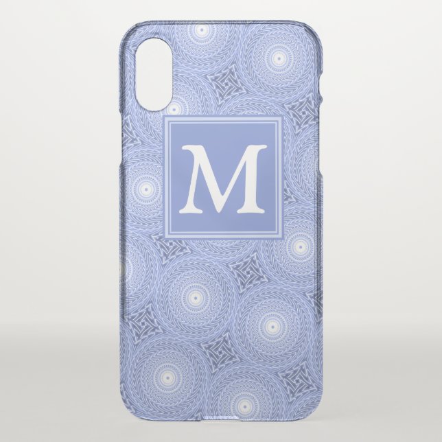 Monogram blue circles pattern uncommon iPhone case (Back)