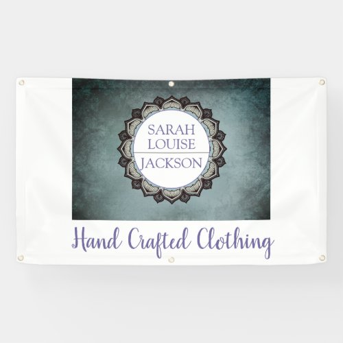 Monogram Blue Clothing Designer Promotional Banner