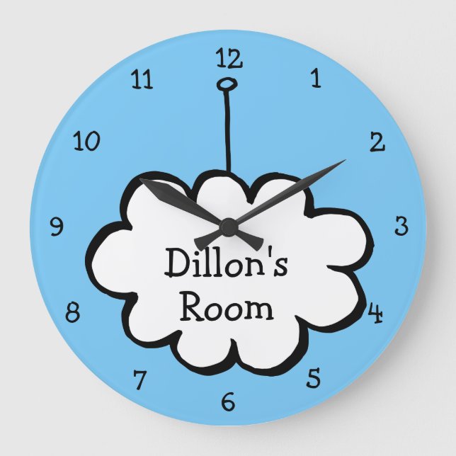 Monogram Blue Cloud On A String Large Clock (Front)