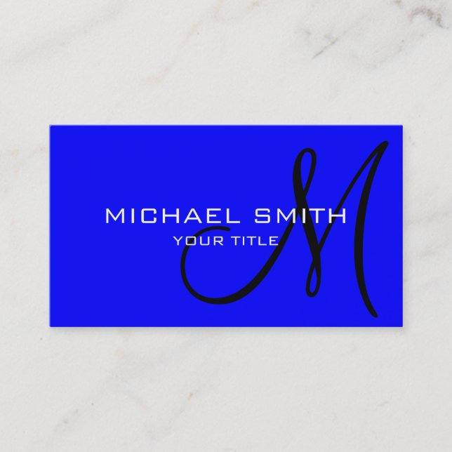 Monogram Blue color background Business Card (Front)