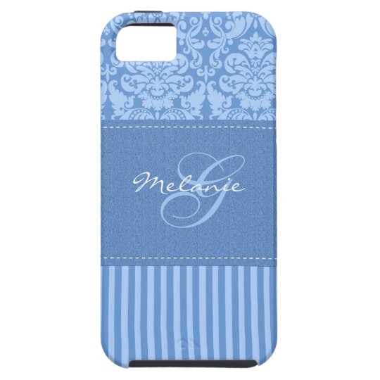 Monogram Blue Damask Stripe iPhone 5 Vibe Case