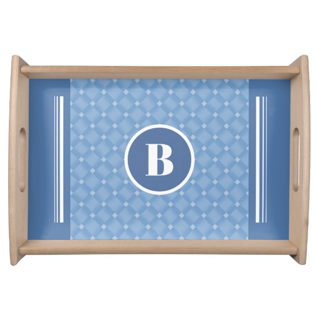 Monogram Blue Diamond Baby Nursery Kids Serving Tray (Front)