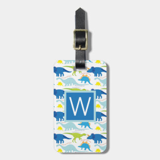 Monogram | Blue Dinosaurs Luggage Tag
