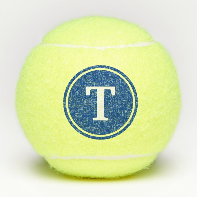 Monogram Blue Dot Serif Tennis Balls (Front)