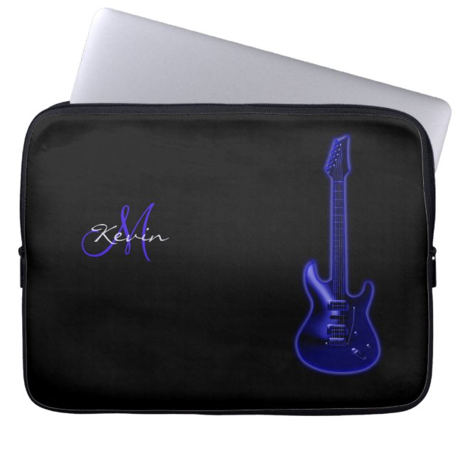 Monogram Blue Electric Guitar 13" Laptop Sleeve (Front)