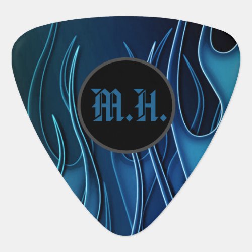 Monogram Blue Flames Triangle Guitar Pick