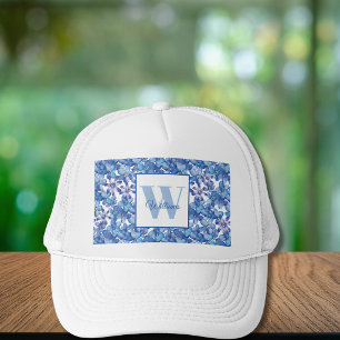 Monogram Blue Floral Name Trucker Hat