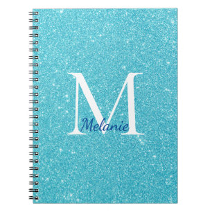 Monogram Blue Glitter Notebook