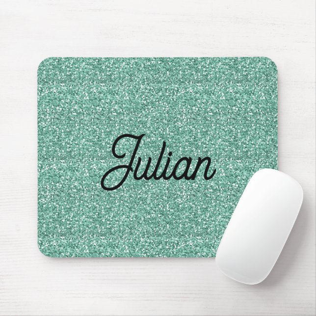 Monogram blue glitter sparkle mouse pad (With Mouse)