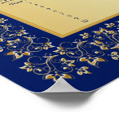 Monogram Blue, Gold Floral Table Seating Poster (Corner)