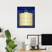 Monogram Blue, Gold Floral Table Seating Poster (Home Office)