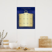 Monogram Blue, Gold Floral Table Seating Poster (Kitchen)