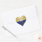 Monogram Blue, Gold Floral Wedding Favor Sticker (Envelope)