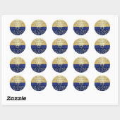 Monogram Blue, Gold Floral Wedding Favor Sticker (Sheet)