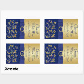 Monogram Blue, Gold Floral Wine Label Sticker (Sheet)