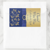 Monogram Blue, Gold Floral Wine Label Sticker (Bag)