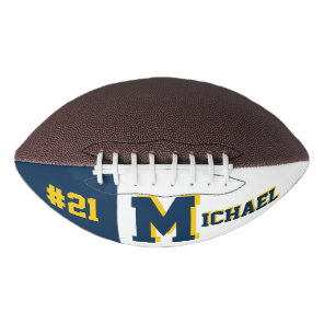Monogram Blue & Gold Football