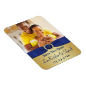 Monogram Blue, Gold Save the Date Photo Magnet (Right Side)