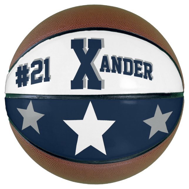 Monogram Blue, Gray, and White Basketball (Front)