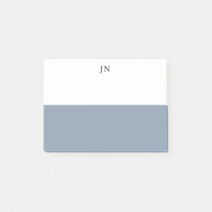 Monogram Blue Gray White Color Block Post-it Notes
