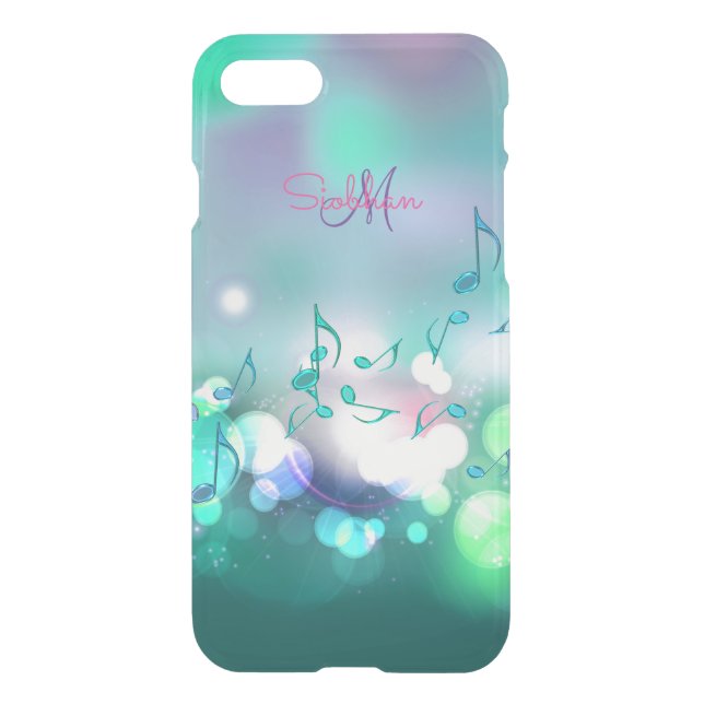 Monogram Blue Green Music Notes iPhone 7 Case (Back)