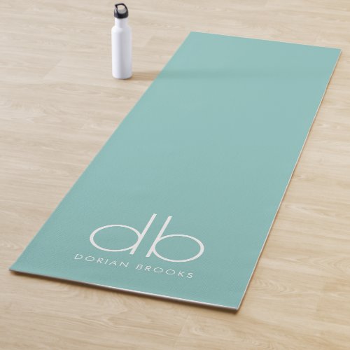 Monogram Blue Green Stylish Modern Minimalist Yoga Yoga Mat