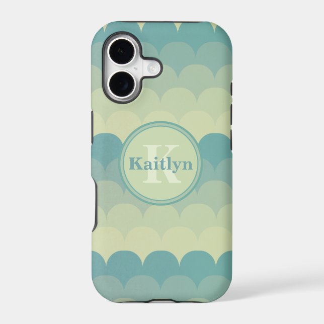 Monogram Blue Green Wave Pattern Iphone Case (Back)