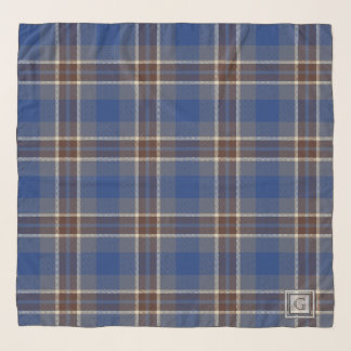 Monogram Blue Grey Tartan Gifts For Men Customized Scarf