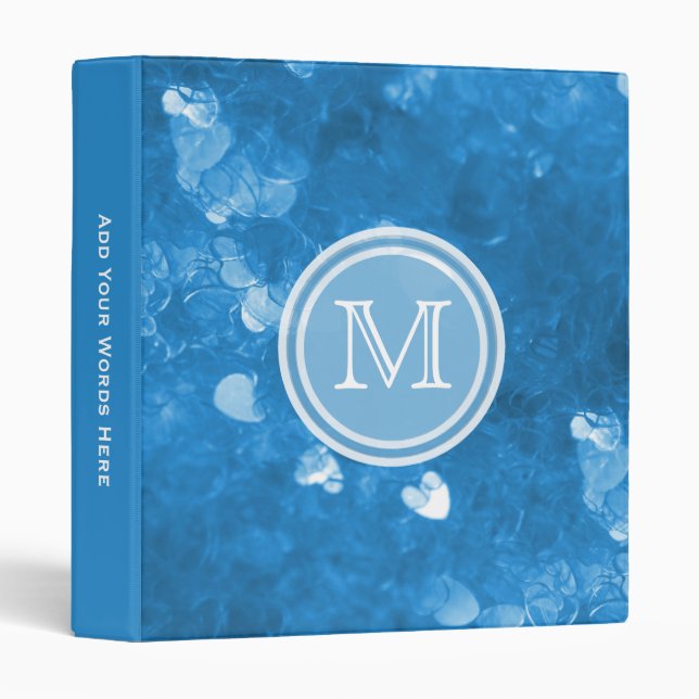 Monogram: Blue Heart Confetti Binder (Front/Spine)