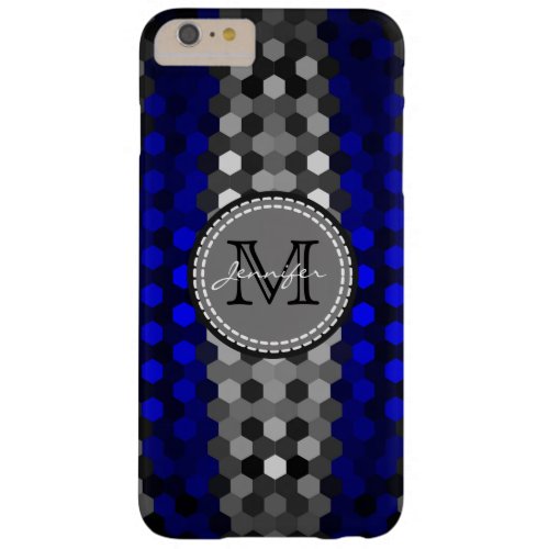 Monogram Blue Hexagons Mosaic Pattern Barely There iPhone 6 Plus Case
