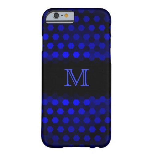 Monogram Blue Hexagons Pattern Barely There iPhone 6 Case
