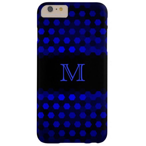 Monogram Blue Hexagons Pattern Barely There iPhone 6 Plus Case