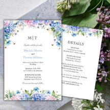 Monogram Blue Hydrangea Border Wedding All In One 