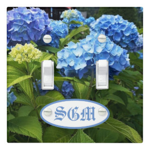 Monogram Blue Hydrangea Flower Light Switch Cover