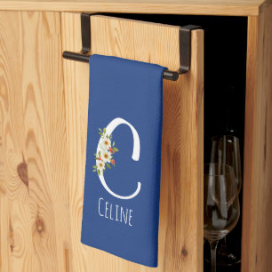 Monogram blue Kitchen Towel Housewarmng gift