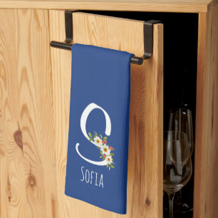 Monogram blue Kitchen Towel Housewarmng gift